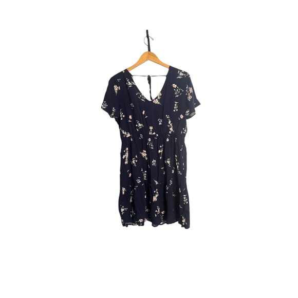 Pink Rose Dresses & Skirts - Pink Rose Navy Floral Smocked‎ Waist Tiered Midi Dress XL